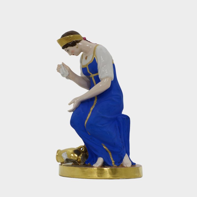 Russian porcelain figure of woman with jug, probably Imperial Porcelain Factory